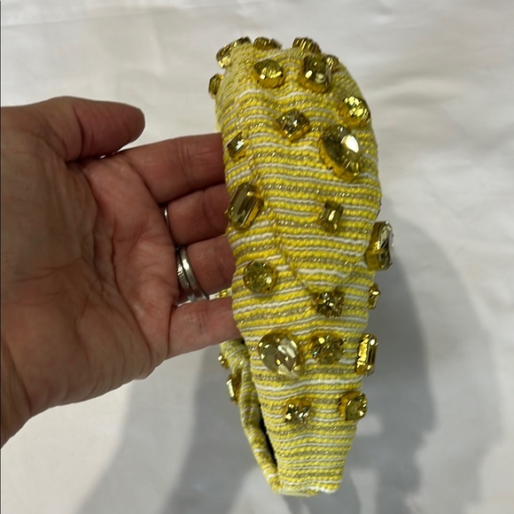 Lele Sadoughi Tweed Oversized Crystal Veronica Headband Canary Yellow Gold NWT - Picture 5 of 12